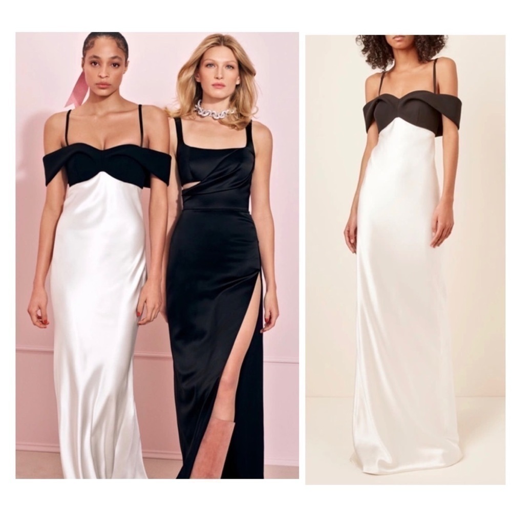 Brandon Maxwell Off-The-Shoulder Silk Draped Gown BNWT